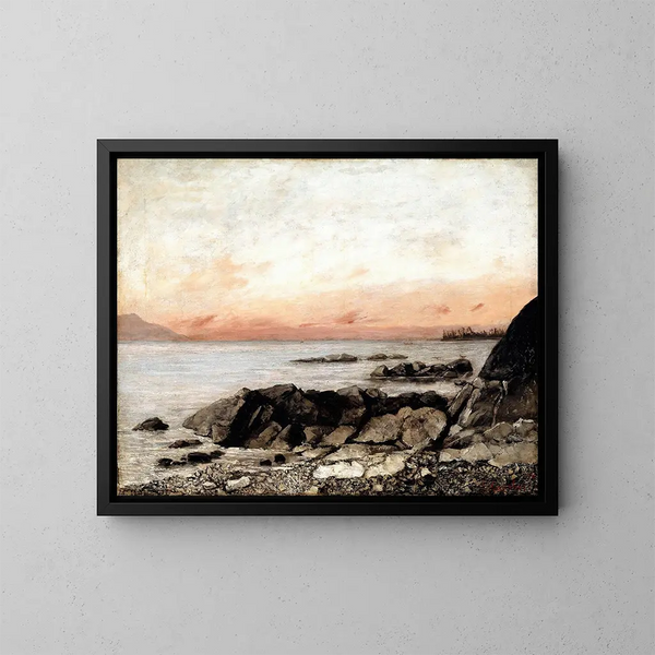 Atardecer en Vevey, Suiza - Gustave Courbet — cuadro enmarcado en la pared
