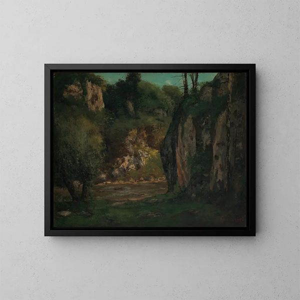 El arroyo escondido - Gustave Courbet — cuadro enmarcado en la pared