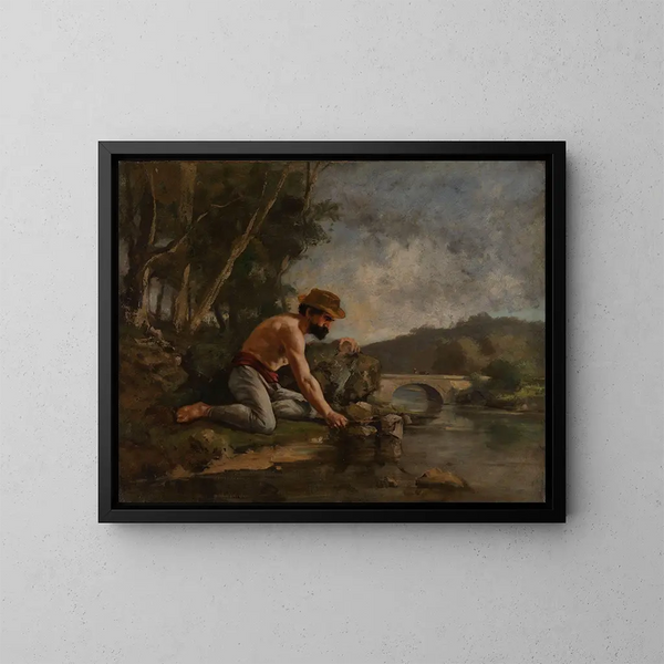 El pescador - Gustave Courbet — cuadro enmarcado en la pared