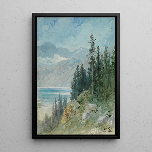 Vista del lago Lemán cerca de Montreux - Gustave Doré — cuadro enmarcado en la pared