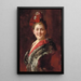 a lady in a fur-trimmed cape - Gustave Jean Jacquet — framed artwork on a wall