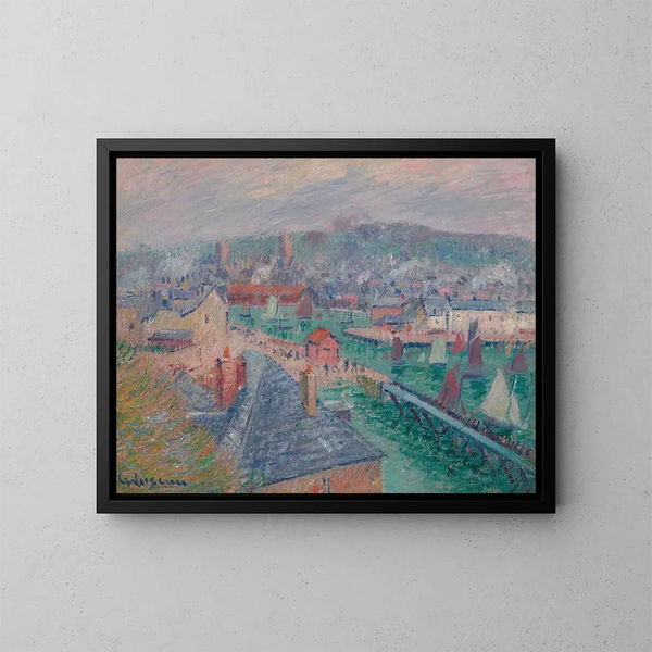 The Port of Fécamp, Normandy - Gustave Loiseau — framed artwork on a wall