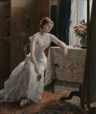 Gustave Lonard de Jonghe - Girl With A Rose.webp