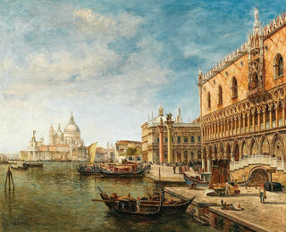 Gustave Walckiers - A View of Venice with the Doges Palace and Punta della Dogana in the Distance.webp