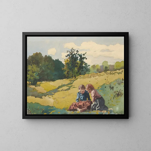 Children in a meadow - Gustav Mahler — framed artwork on a wall