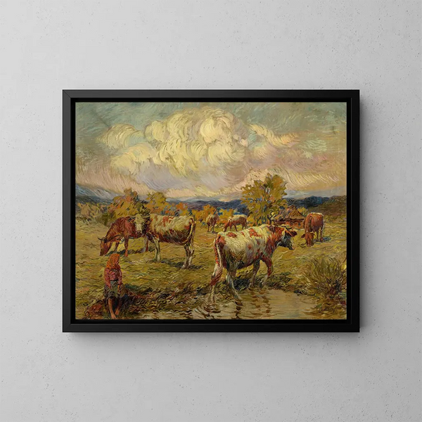Cows Grazing - Gustav Mahler — framed artwork on a wall