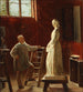 HW Bissen contemplando su estatua de Johanne Louise Heiberg - Edvard Bentzen — vista de la obra