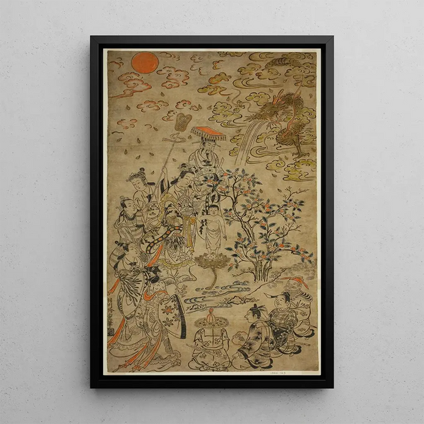 Nacimiento del Buda - Hanegawa Chinchō — cuadro enmarcado en la pared