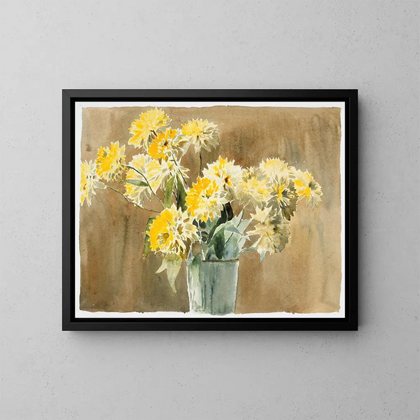 Vase with Yellow Flowers - Hannah Borger Overbeck — framed artwork on a wall