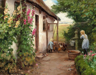 delante de la casa del campesino - Hans Andersen Brendekilde — vista de la obra