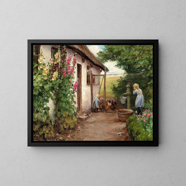 Devant la maison de paysan - Hans Andersen Brendekilde — framed artwork on a wall