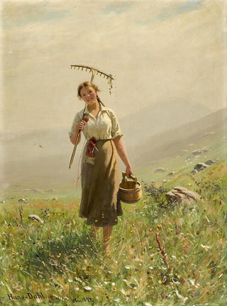 Hans Dahl - A Young Woman In The Meadow.webp