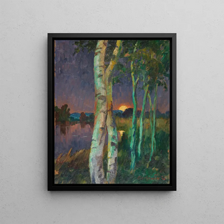 Hans Emil Oberlnder - Birken bei Sonnenuntergang.webp