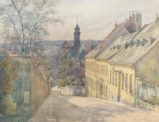 Hans Gtzinger - A view of Diesterweggasse and St Rochus chapel in Penzing.webp