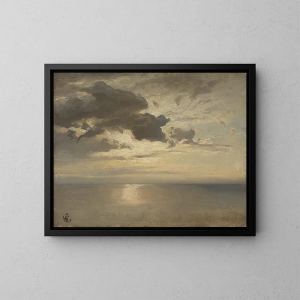 Study of clouds above the sea - Hans Gude — framed artwork on a wall