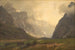 Los picos Troll en Romsdalen, la base de Romsdalshorn a la derecha - Hans Gude — vista de la obra