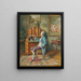 Interior painting with parrot - Hans Hamza — framed artwork on a wall