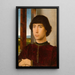 Retrato de un joven - Hans Memling — cuadro enmarcado en la pared