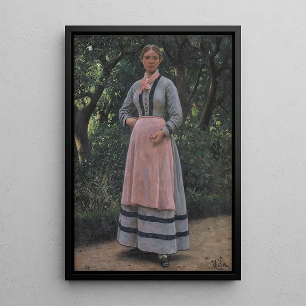 Joven chica en un jardín - Hans Michael Therkildsen — cuadro enmarcado en la pared