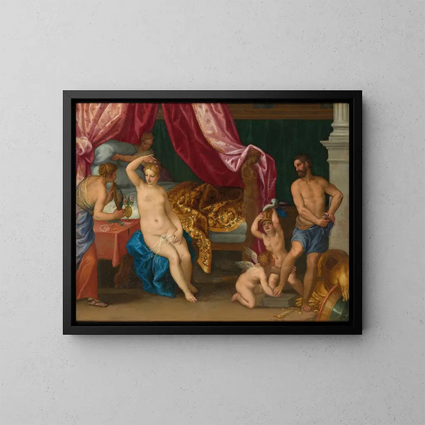 Venus y Marte - Hans Rottenhammer — cuadro enmarcado en la pared