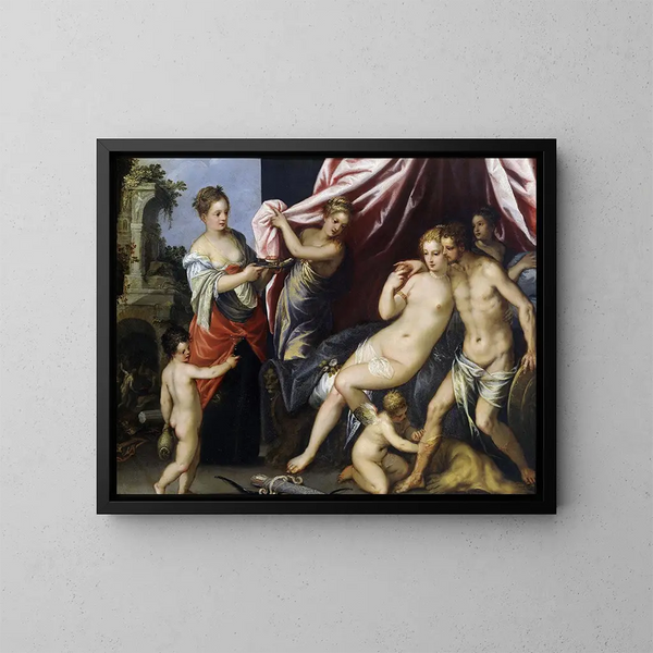 Venus y Marte - Hans Rottenhammer — cuadro enmarcado en la pared