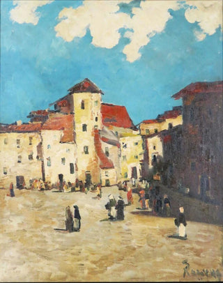 Hans RuzickaLautenschlger - Mediterranes Stadtmotiv mit belebtem Hof.webp