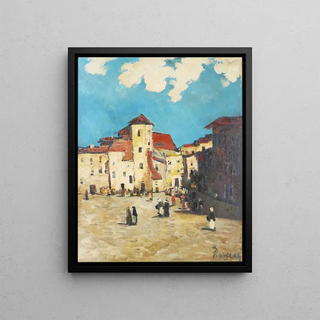 Hans RuzickaLautenschlger - Mediterranes Stadtmotiv mit belebtem Hof.webp