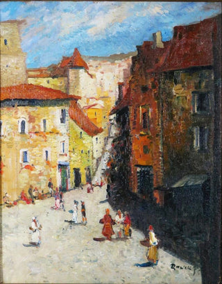 Hans RuzickaLautenschlger - Mediterranes Stadtmotiv mit belebter Gasse.webp
