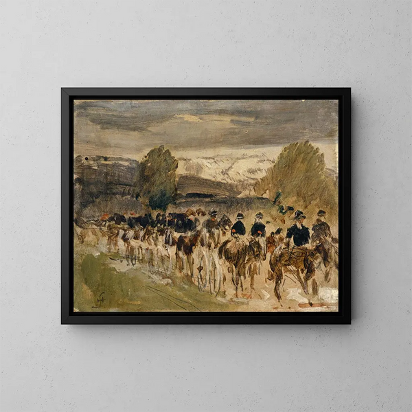 La artillería de Neuchâtel en marcha de Thun a Friburgo - Hans Sandreuter — cuadro enmarcado en la pared