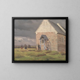Hans Smidth - A Storm Brewing behind Nrre Vium Church Jutland.webp