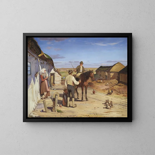 Hans Smidth - A Stranger Asking his Way at a Farm on the Moors.webp