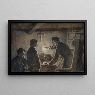 Hans Smidth - Pastor Sren blows out the candle on the New Years Eve.webp