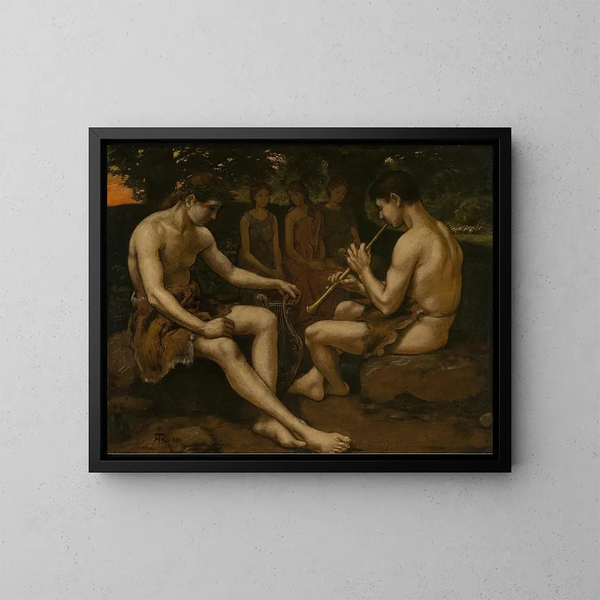 Apollon et Marsyas - Hans Thoma — framed artwork on a wall