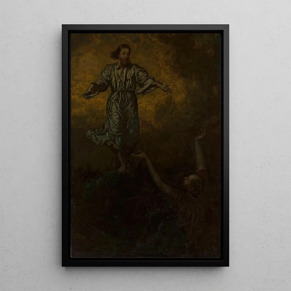 Cristo y San Pedro - Hans Thoma — cuadro enmarcado en la pared