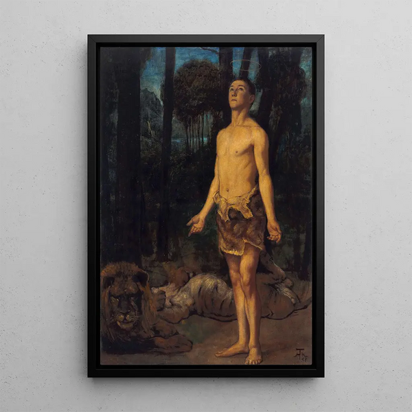 Daniel en la fosa de los leones - Hans Thoma — cuadro enmarcado en la pared