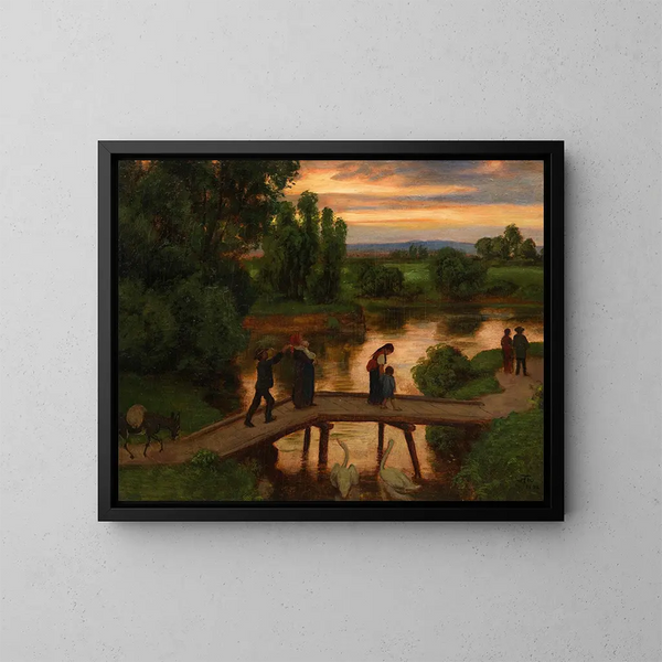 El Puente Noche de verano - Hans Thoma — cuadro enmarcado en la pared