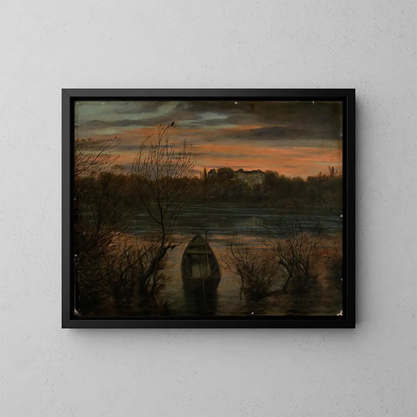 Barco solitario - Hans Thoma — cuadro enmarcado en la pared