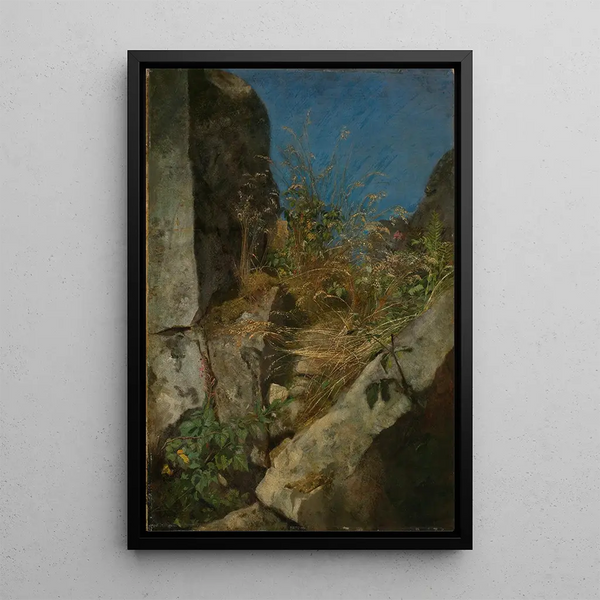 Hierbas entre las rocas - Hans Thoma — cuadro enmarcado en la pared