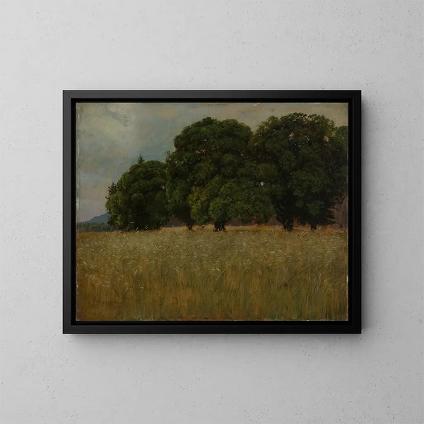 Campo de maíz con hojas de roble - Hans Thoma — cuadro enmarcado en la pared
