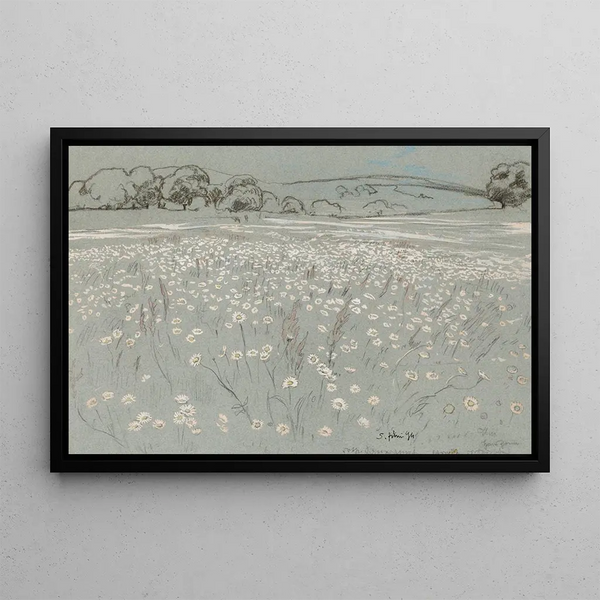 Prairie avec des marguerites - Hans Thoma — cuadro enmarcado en la pared