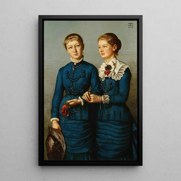 Retrato de las dos hijas de la familia Haag - Hans Thoma — cuadro enmarcado en la pared