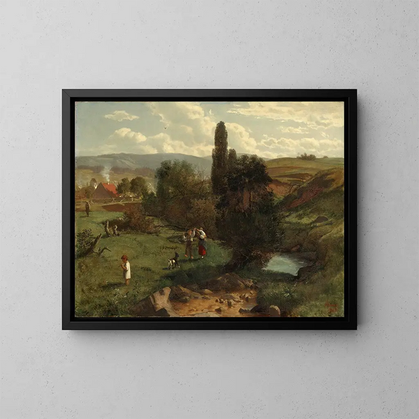 Forest Landscape Painting - Hans Thoma — framed artwork on a wall