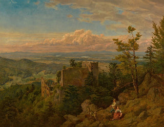 Hans Thoma - The ruins of the castle at Hohenbaden looking out over the Rhine valley.webp