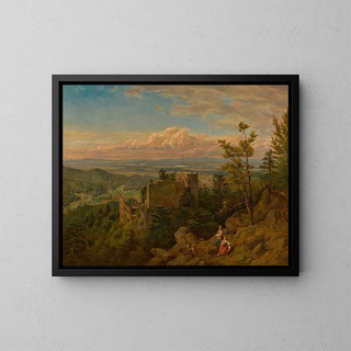 Hans Thoma - The ruins of the castle at Hohenbaden looking out over the Rhine valley.webp