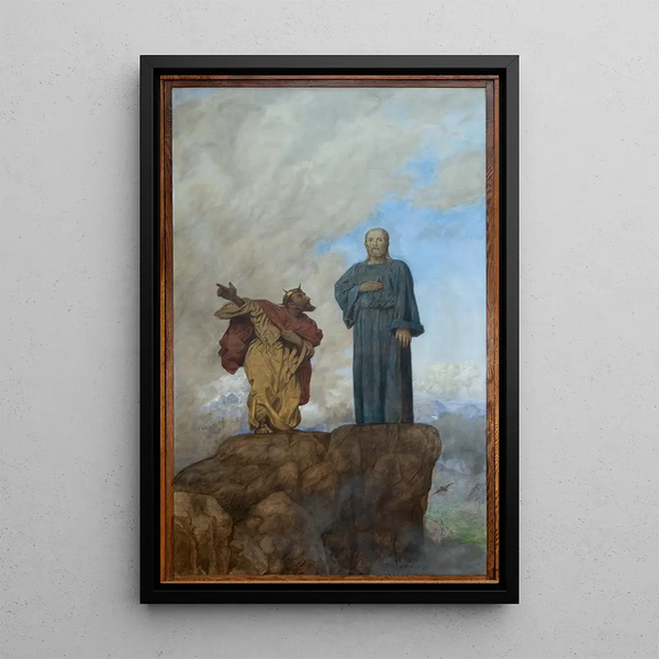 La Tentación de Cristo - Hans Thoma — cuadro enmarcado en la pared