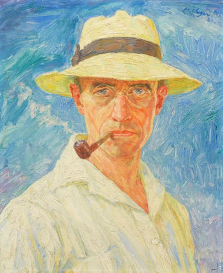 Hans Unger - Selbstbildnis mit Pfeife und Hut.webp