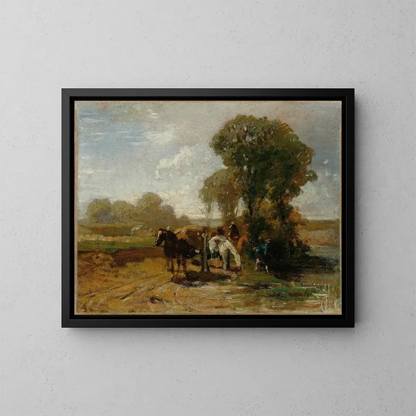 Parada en el abrevadero - Hans von Marées — cuadro enmarcado en la pared