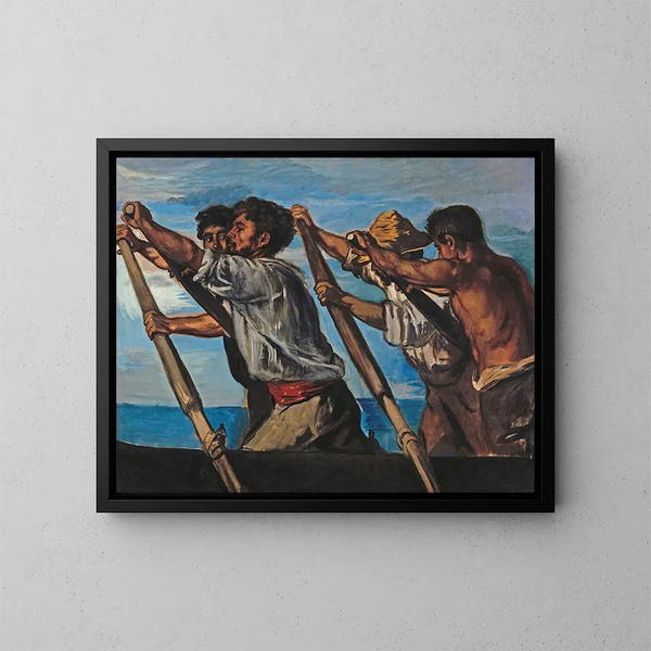 Los remeros - Hans von Marées — cuadro enmarcado en la pared