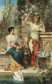 Dos damas en un parque - Hans Zatzka — cuadro enmarcado en la pared