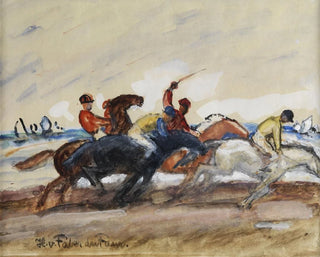 Hans von Faber du Faur - Jockeys bei einem Rennen am Strand.webp